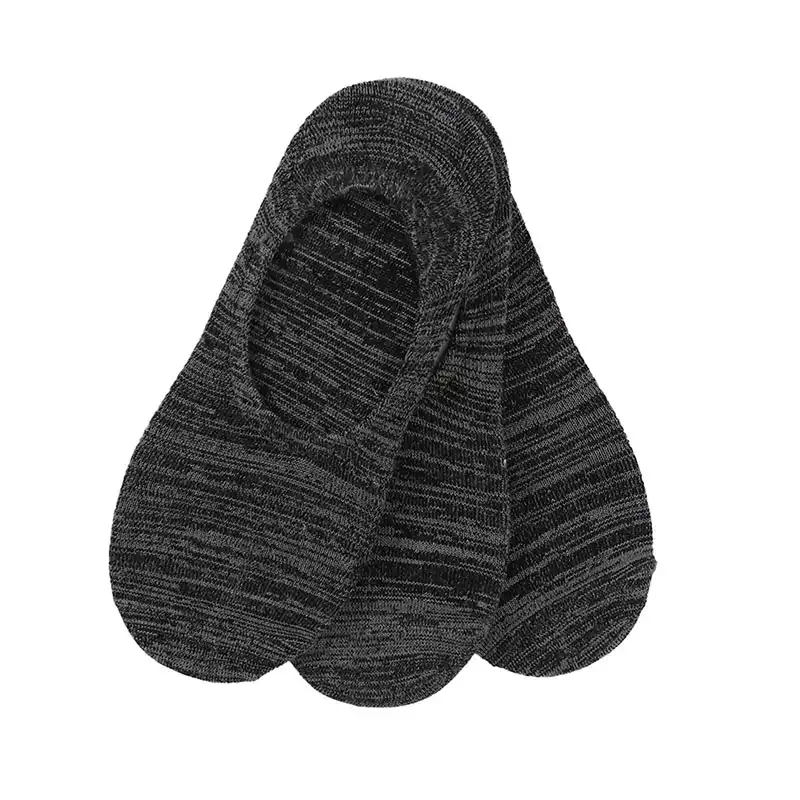 113887-008_A 3Pk Mens 1/2 Terry Super No Show Black / Grey – Image 1