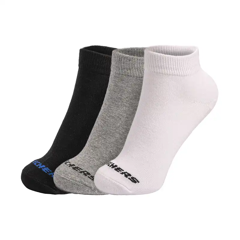 S107839-109_A 3Pk Unisex Non Terry Qtr Crew - Flat Knit White / Blue – Image 1