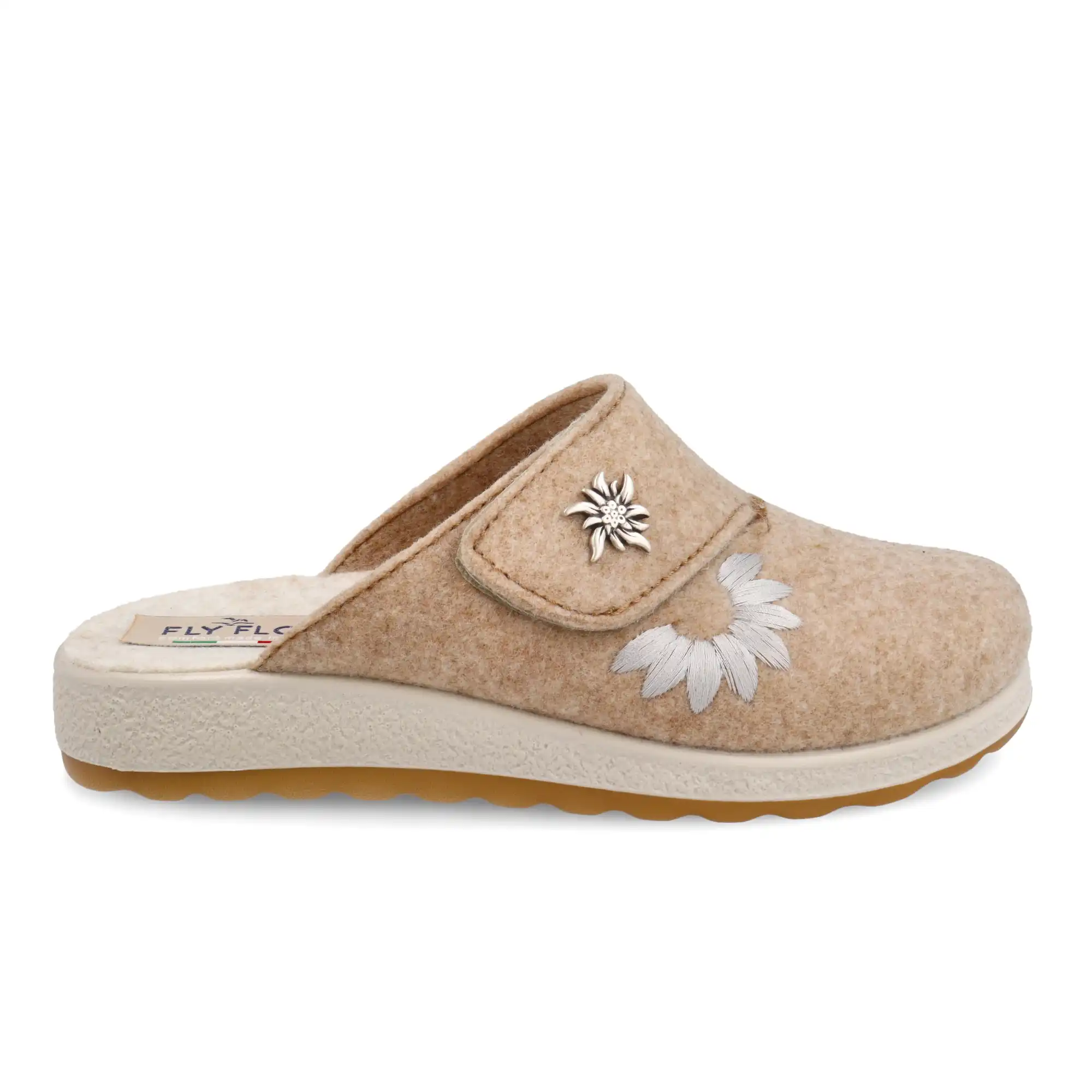 51Y10FR-6376_A Cloth Woman Slipper Dark Beige – Image 1