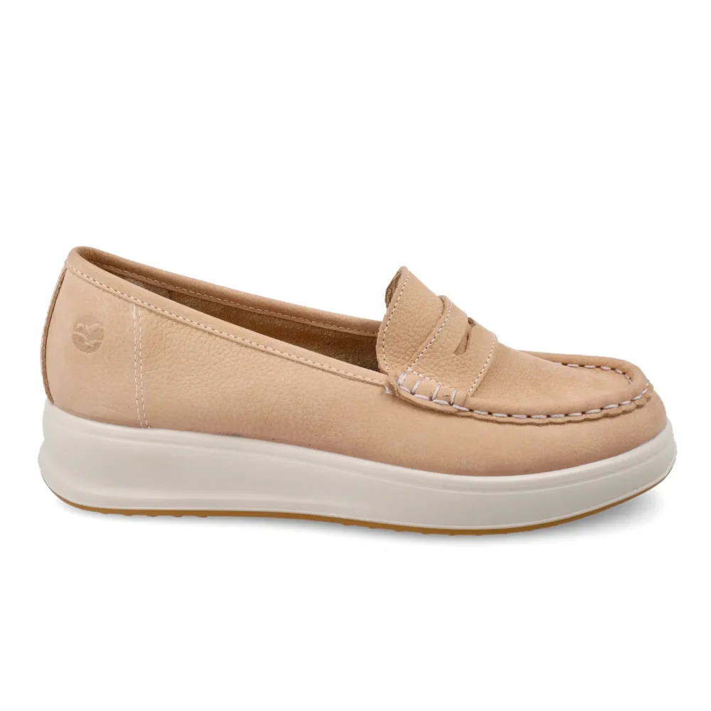 Leather Woman Shoe Beige