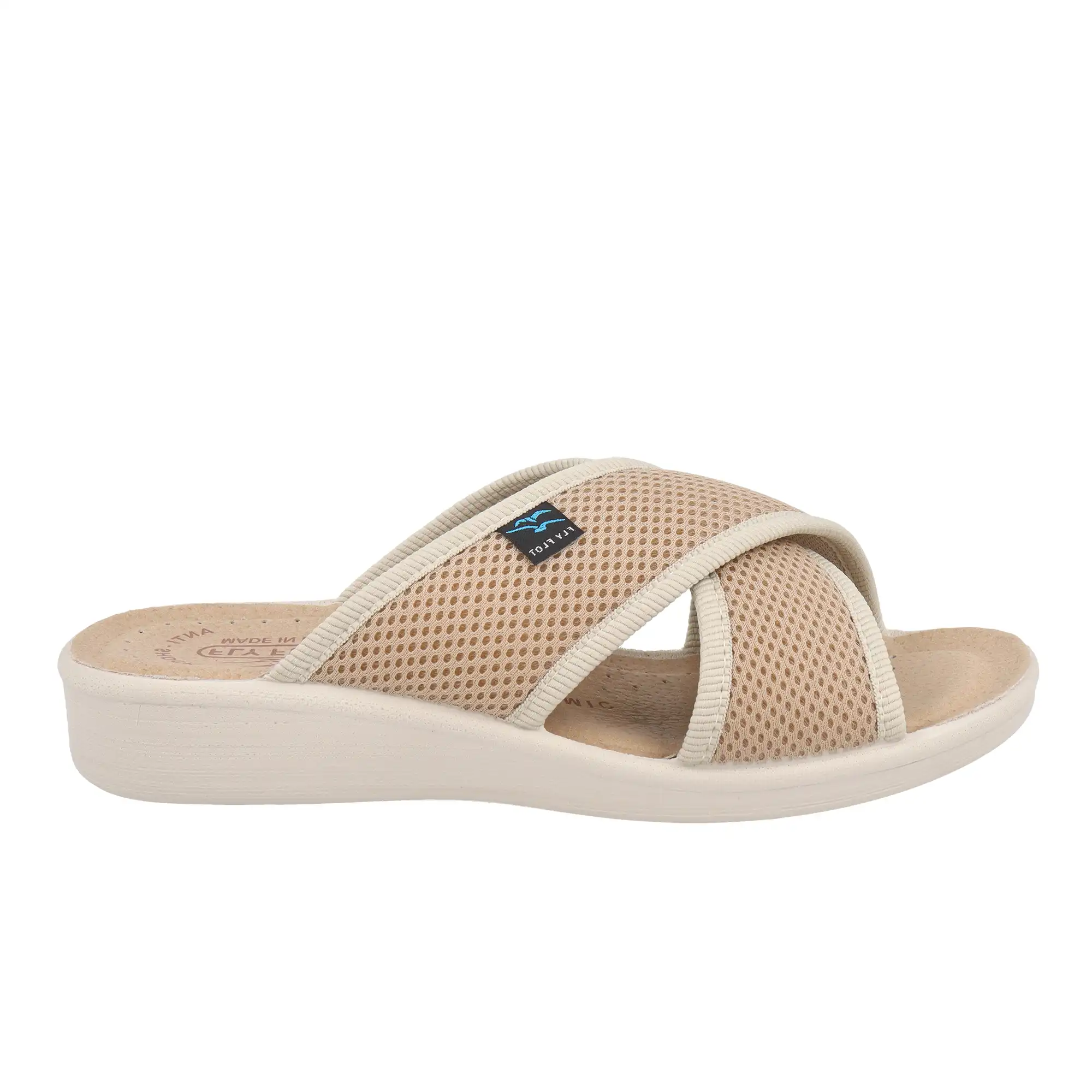 83K24FE-6009_A Cloth Woman Slipper Beige – Image 1