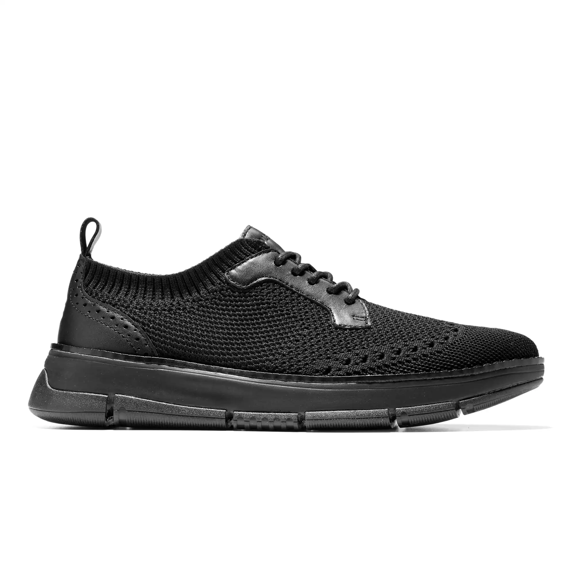 W32492_A Zerogrand Revel Stitchlite Oxfords Black Knit Leather Black – Image 1