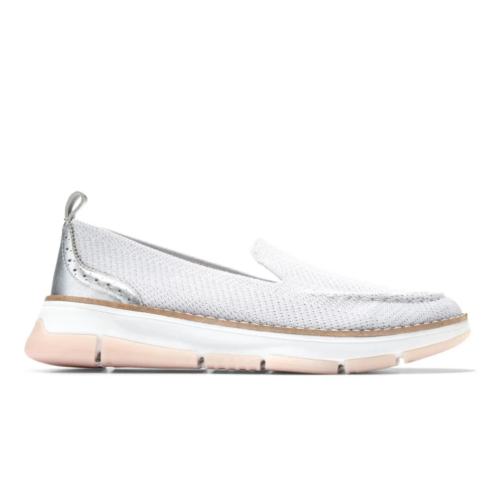 Zerogrand Revel Stitchlite Venetians Microchip Knit Silver Metallic White