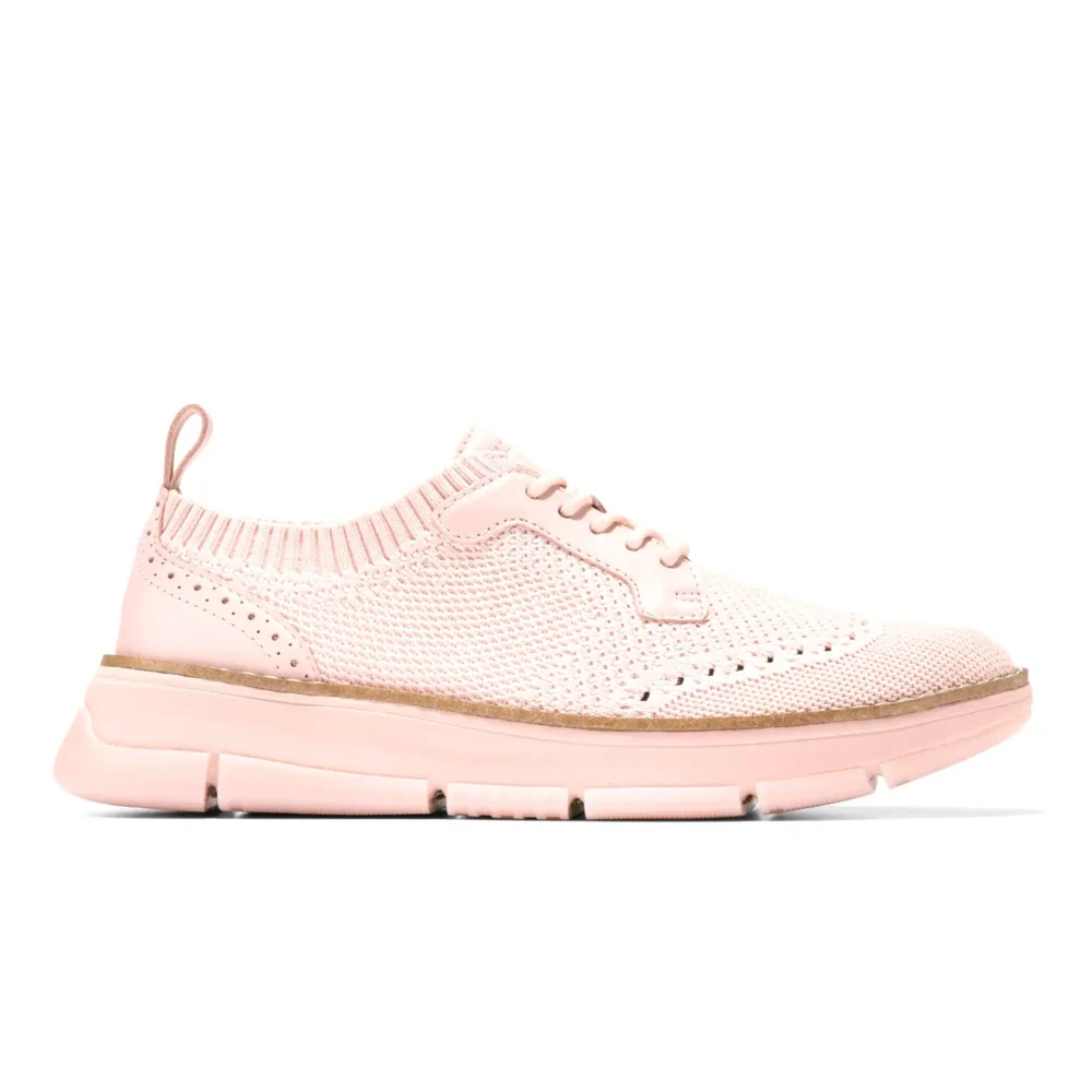 Zerogrand Revel Stitchlite Oxfords Cameo Rose And Ivory Knit Leather Cameo Rose
