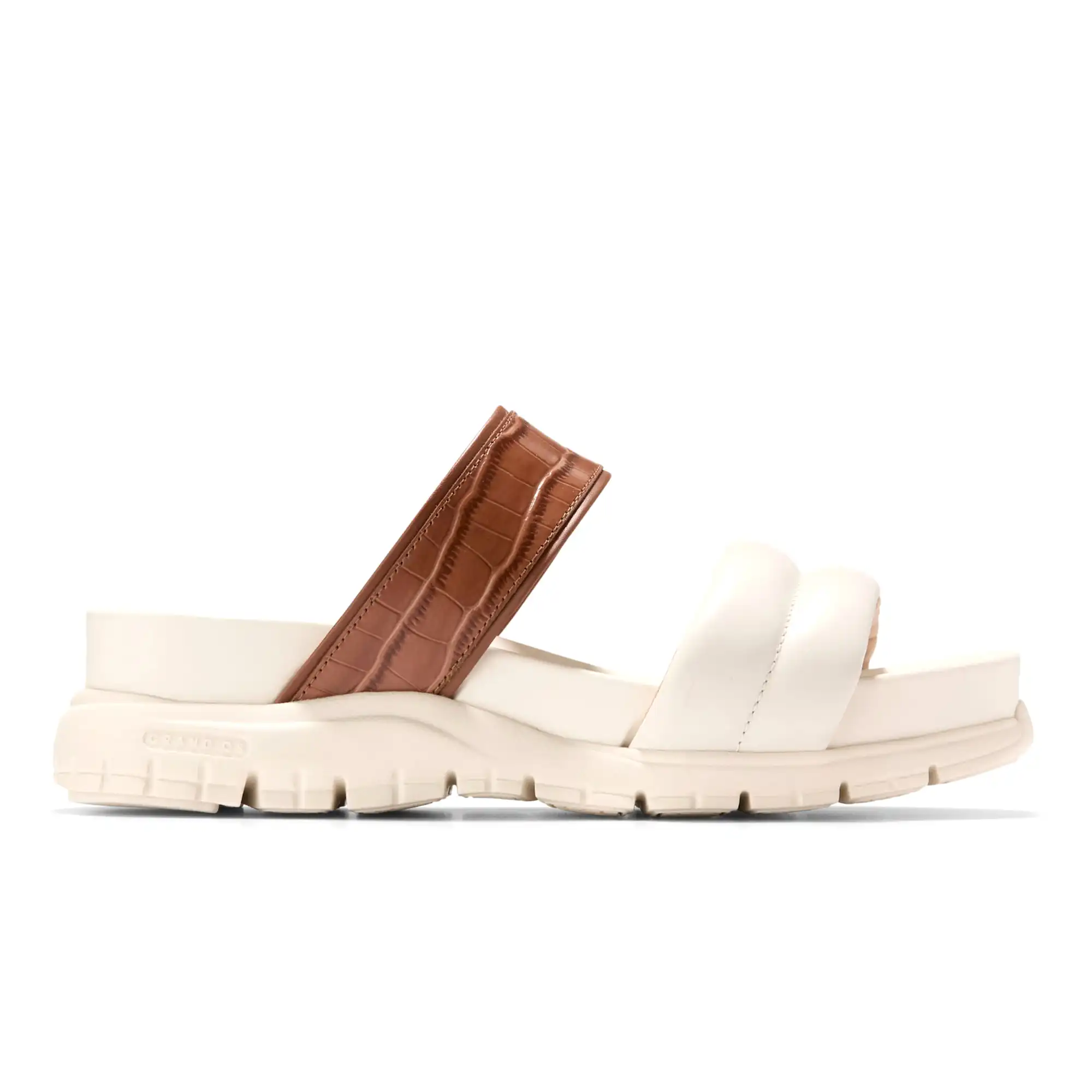 W33670_A Zerogrand Double Band Slide Sandals Ivory Ch Dk Cuoio Croc Print Gold Metallic Ivory – Image 1