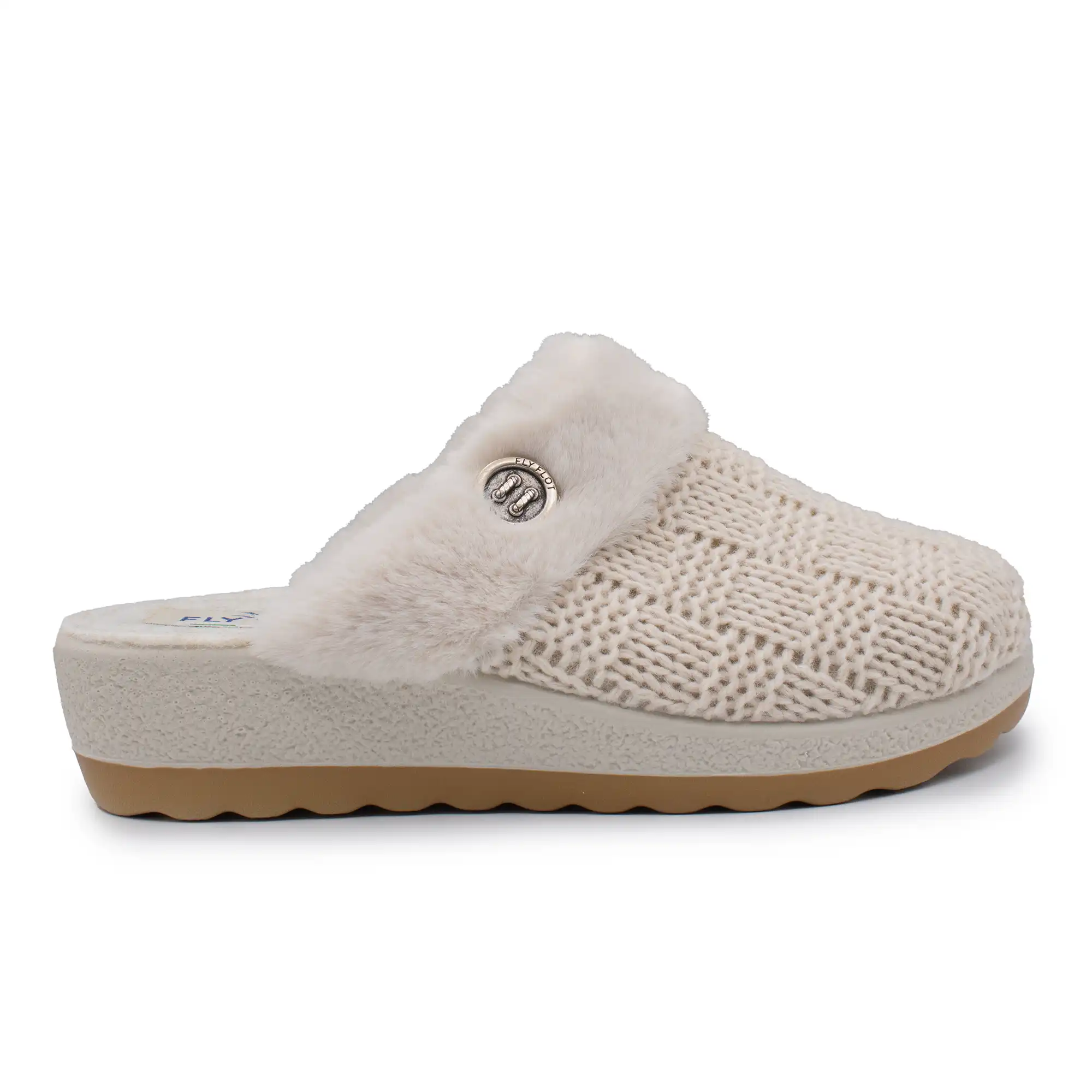 44X59KR-6324_A Cloth Woman Slipper Ivory – Image 1