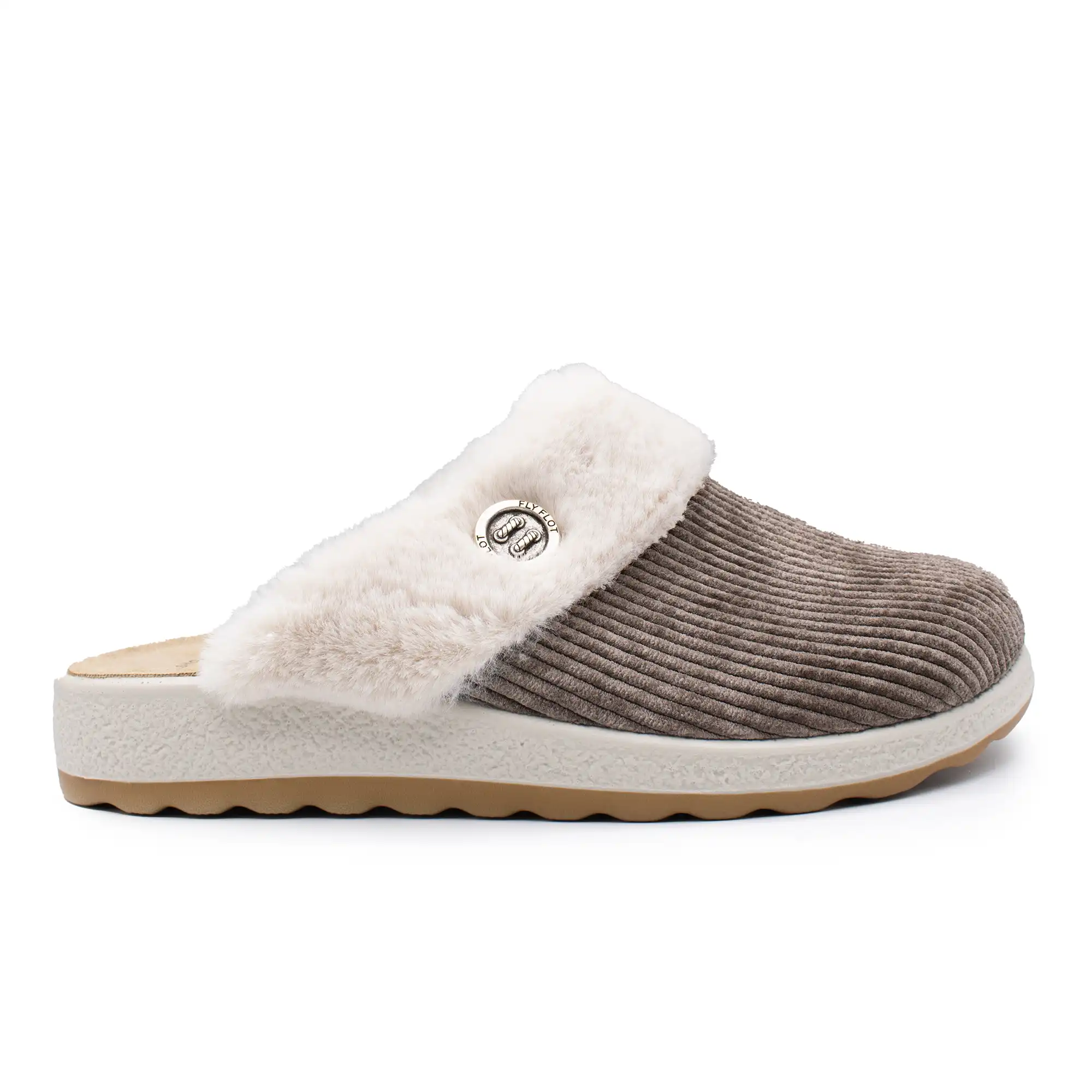 51X92YC-6304_A Cloth Woman Slipper Taupe – Image 1