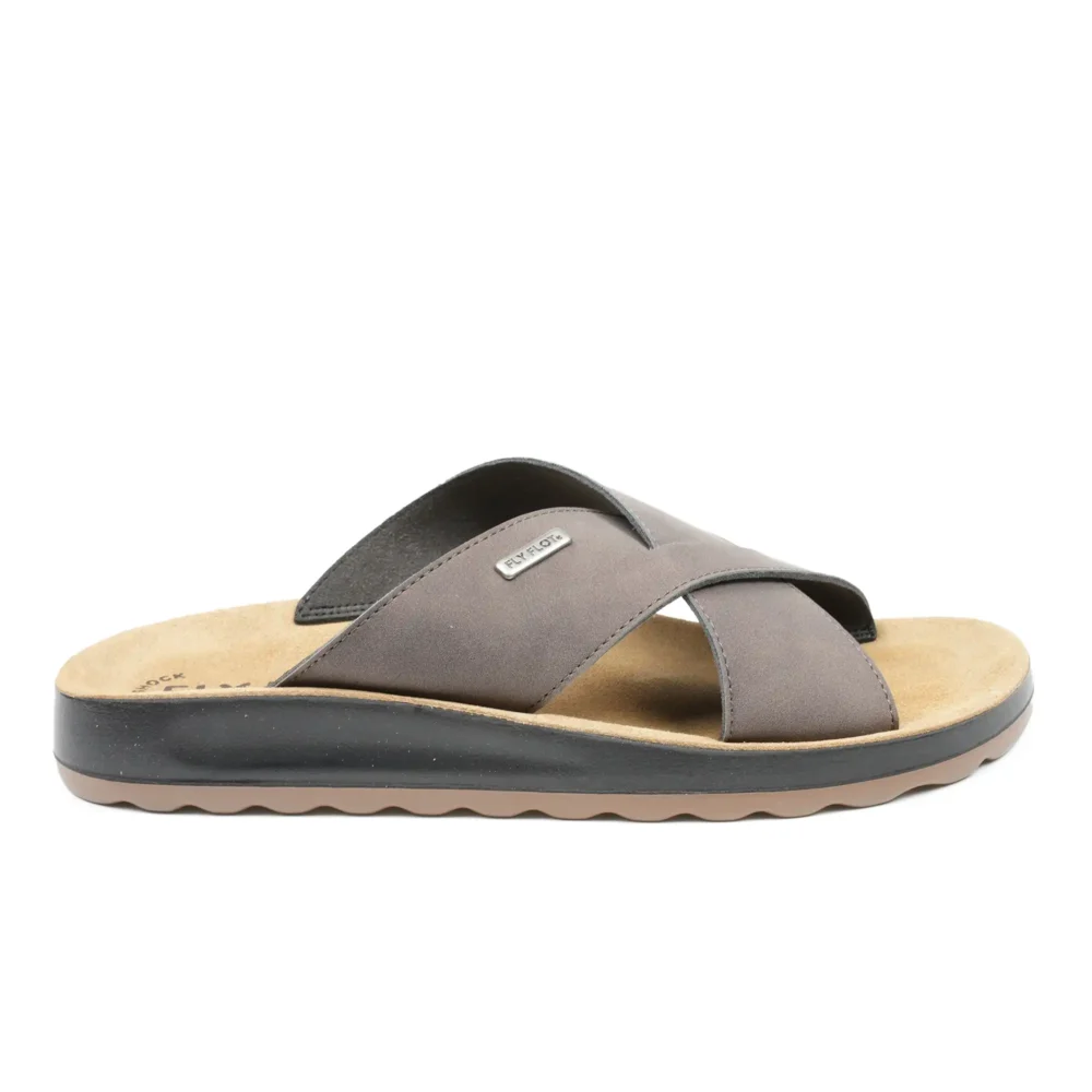Synthetic Man Slipper Dark-Brown